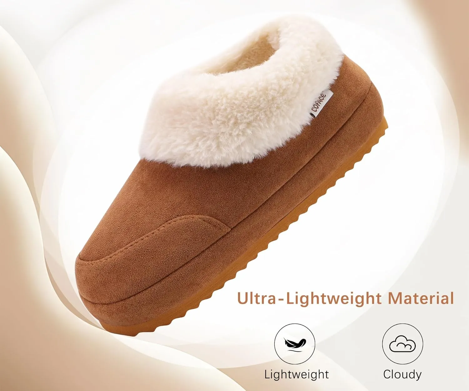 COFACE Women's House Slippers Warm Lined Micro Suede Fuzzy House Shoes for Woman Indoor Outdoor Bedroom Faux Fur Collar Comfy Booties