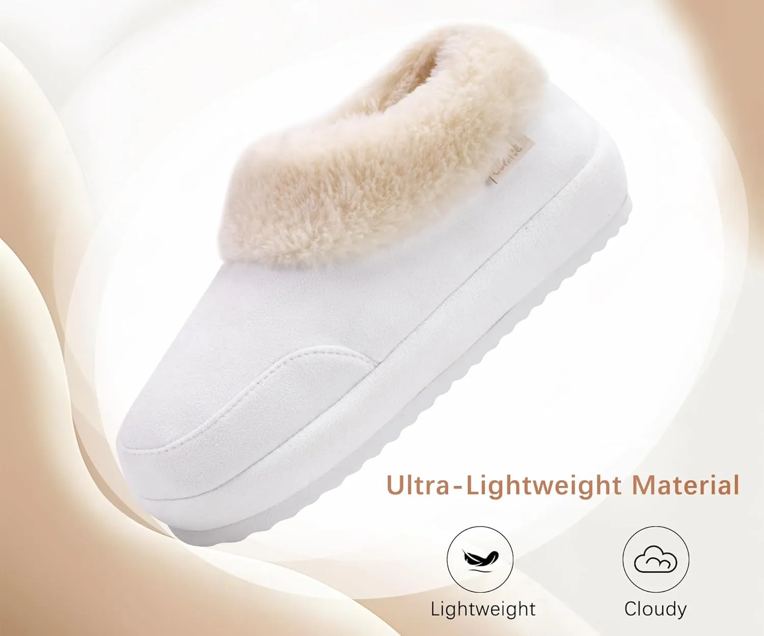 COFACE Women's House Slippers Warm Lined Micro Suede Fuzzy House Shoes for Woman Indoor Outdoor Bedroom Faux Fur Collar Comfy Booties
