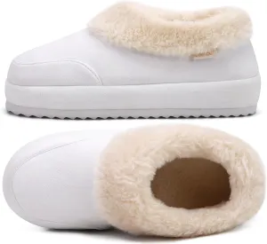 COFACE Women's House Slippers Warm Lined Micro Suede Fuzzy House Shoes for Woman Indoor Outdoor Bedroom Faux Fur Collar Comfy Booties