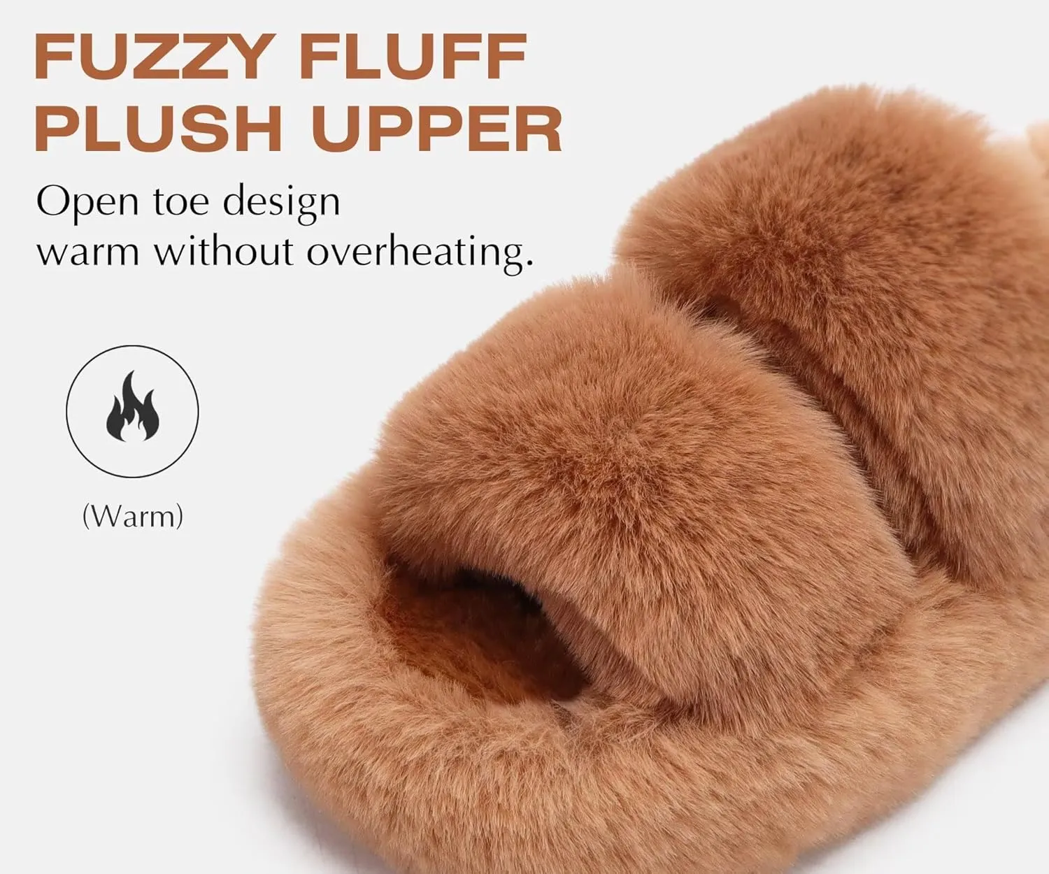 COFACE Womens House Slippers Woman Fuzzy Fluff Indoor Slipper Ladies Furry Fur Bedroom Slip On Slipers Women’s Home Winter Open Toe Plush Shearling Slide Size 5-11