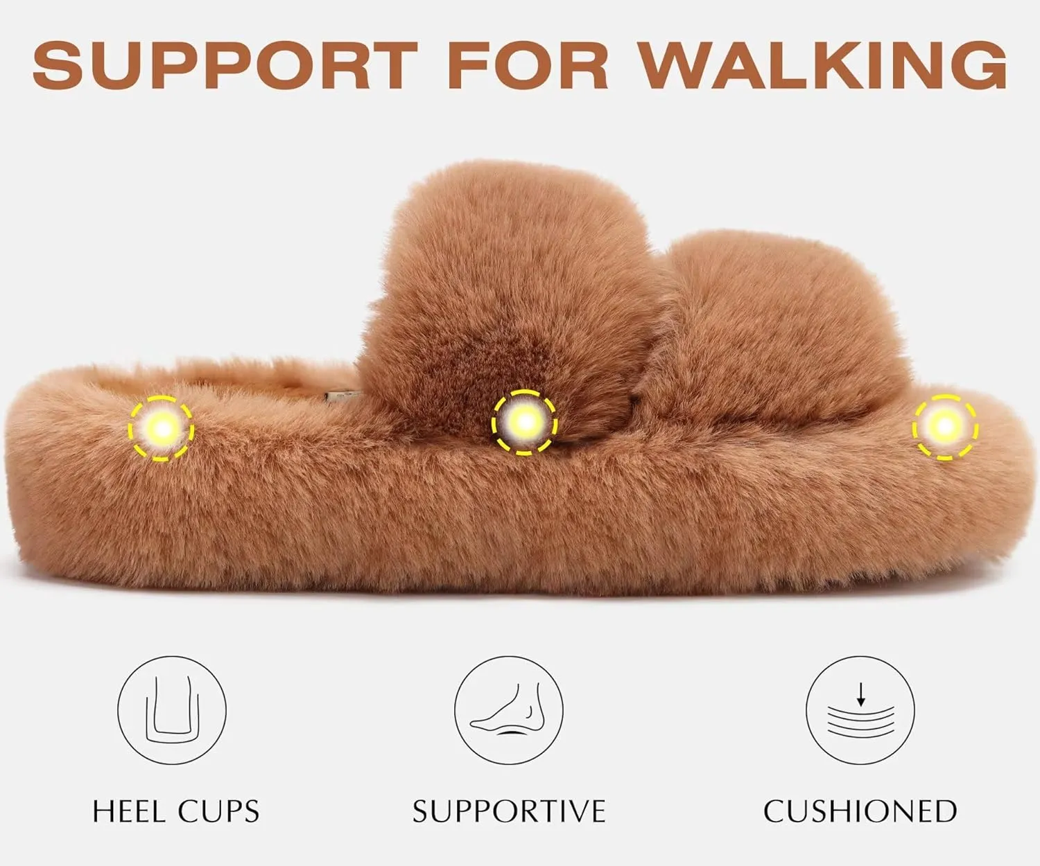 COFACE Womens House Slippers Woman Fuzzy Fluff Indoor Slipper Ladies Furry Fur Bedroom Slip On Slipers Women’s Home Winter Open Toe Plush Shearling Slide Size 5-11