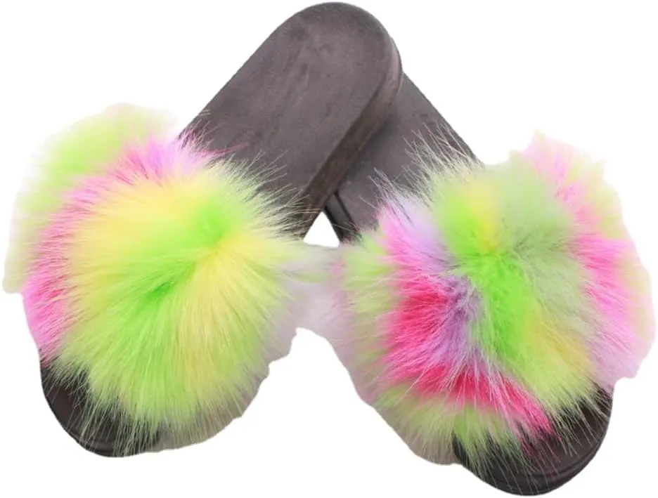 Colorful Fuzzy Slippers Cocktail Matching Fashion for Women Non Slip Quick Drying Shower Slides Cool Bathroom Soft Ultra Cushion thick sole Sandal