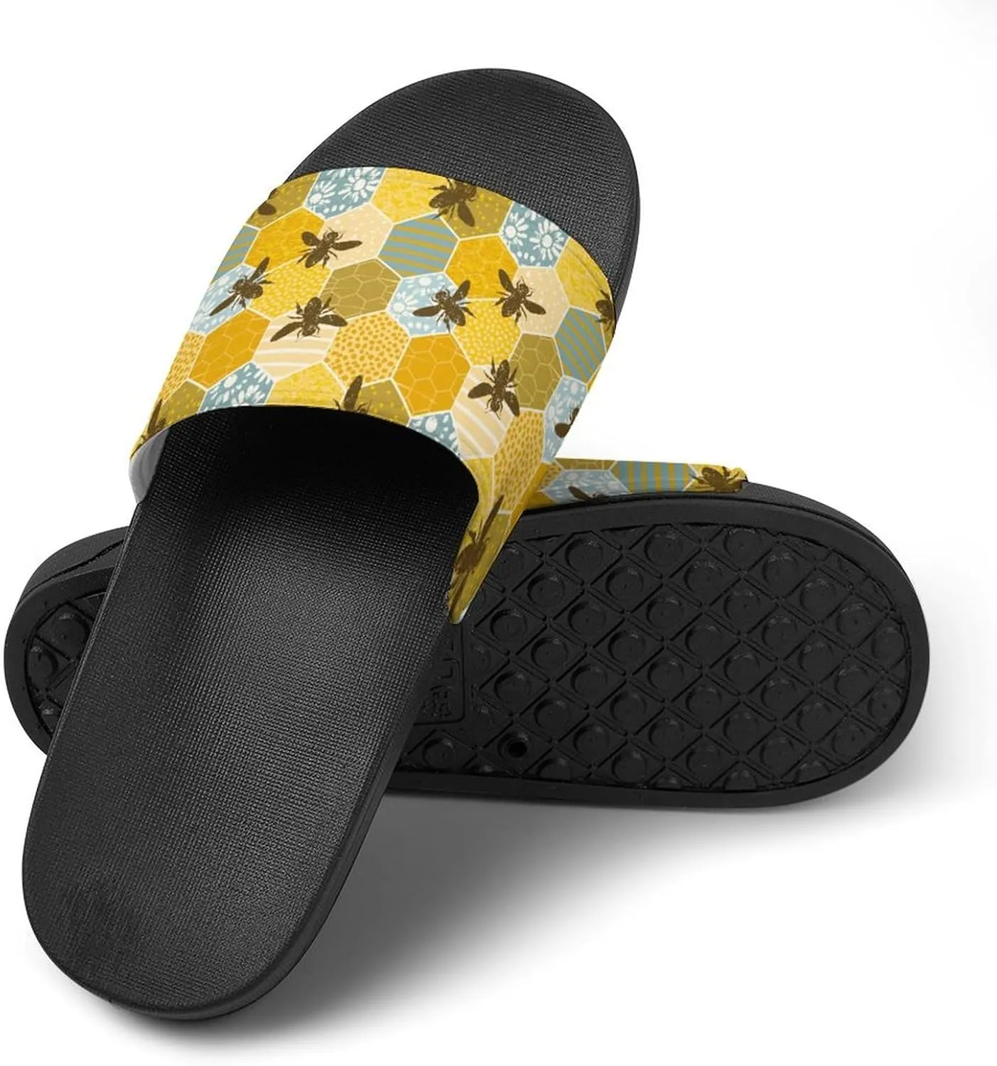 Colorful Honey Bee Nature Apiary Slippers for Women Rubber Slides Womens Sandal Slippers