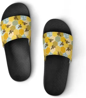 Colorful Honey Bee Nature Apiary Slippers for Women Rubber Slides Womens Sandal Slippers