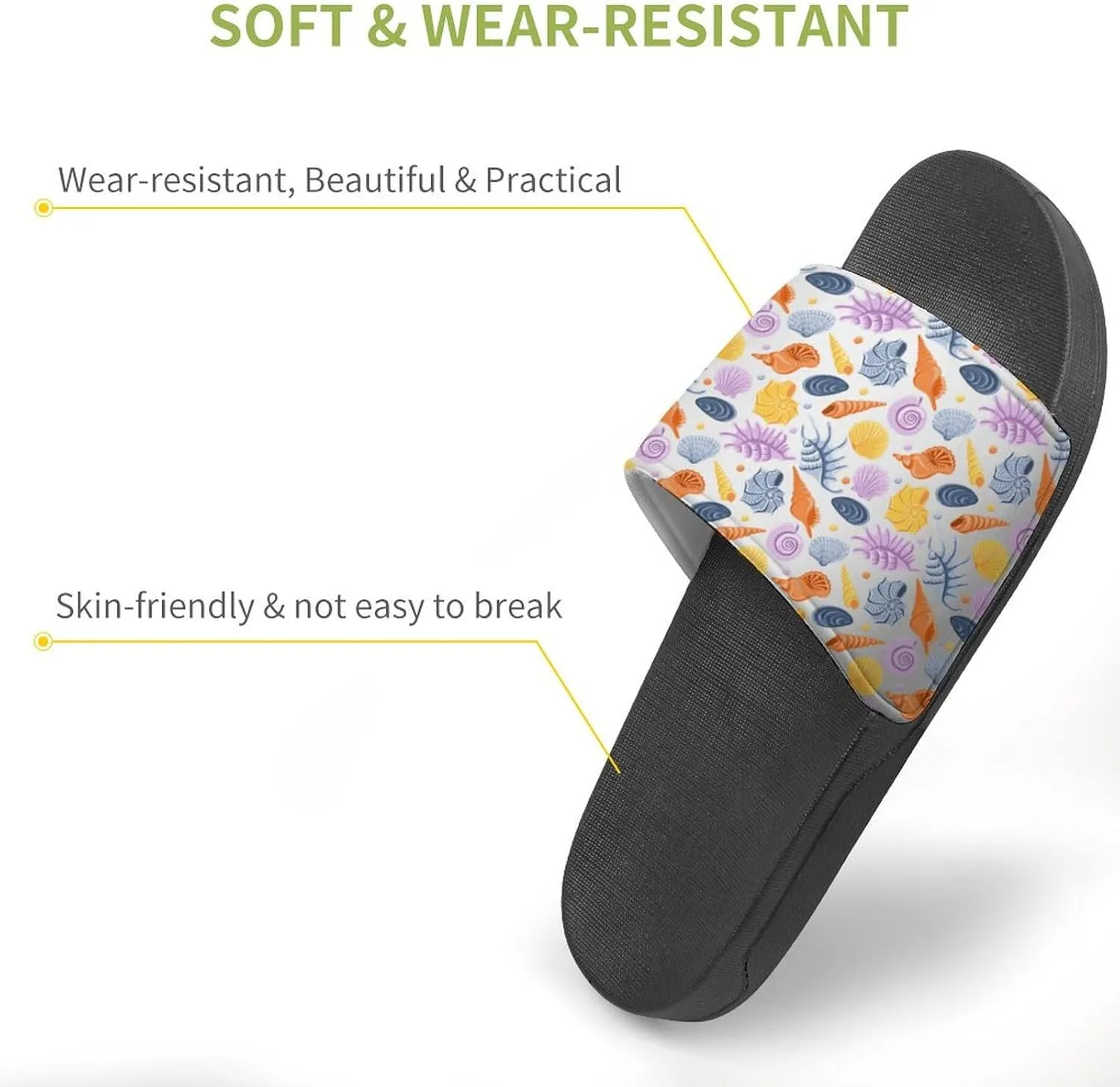 Colorfull Seashells Slippers for Women Rubber Slides Womens Sandal Slippers