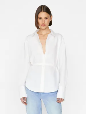 Comprehensive assistance Hot bargain Shirt Slit Back Blanc -- Waist Tie