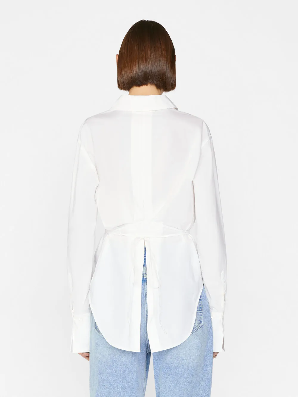 Comprehensive assistance Hot bargain Shirt Slit Back Blanc -- Waist Tie