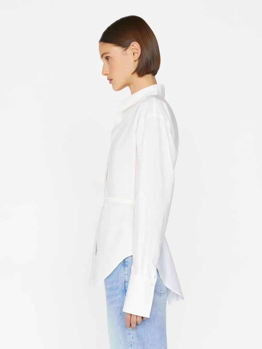 Comprehensive assistance Hot bargain Shirt Slit Back Blanc -- Waist Tie
