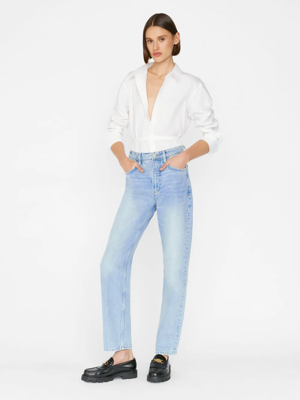 Comprehensive assistance Hot bargain Shirt Slit Back Blanc -- Waist Tie