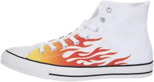 Converse Chuck Taylor All Star High Flames, White/Enamel Red-fresh Yellow, 9.5 Women/7.5 Men