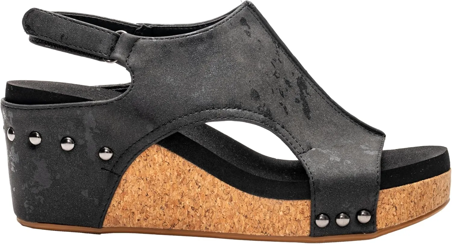 Corkys Footwear Womens Carley Wedges, Featuring Corkys EVA Foam Cushioned Insoles, A 2.5 Inch Heel, Lightweight For All Day Wear, And Hook And Loop Closure