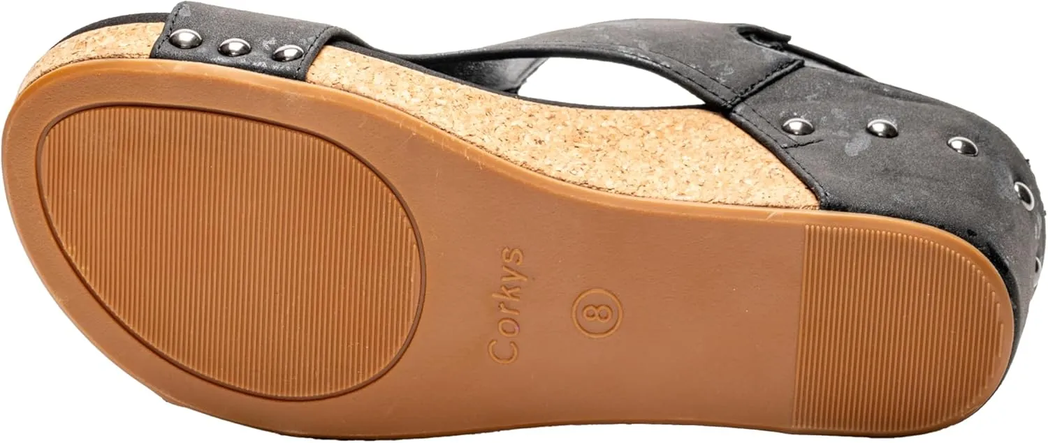 Corkys Footwear Womens Carley Wedges, Featuring Corkys EVA Foam Cushioned Insoles, A 2.5 Inch Heel, Lightweight For All Day Wear, And Hook And Loop Closure