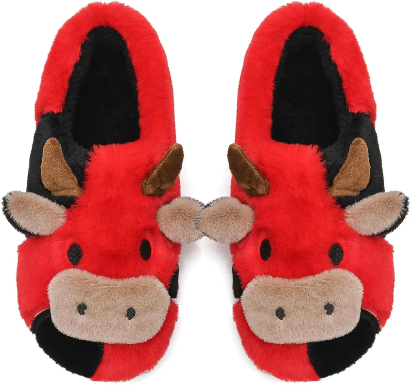 COVS Cute Cow Fluffy House Slippers - Kawaii Shoes for Women and Men, Indoor and Outdoor