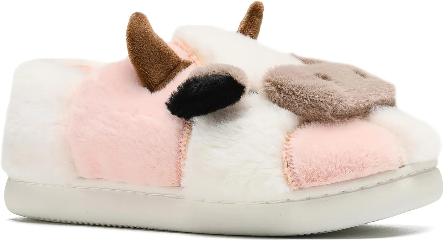 COVS Cute Cow Fluffy House Slippers - Kawaii Shoes for Women and Men, Indoor and Outdoor