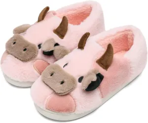 COVS Cute Cow Fluffy House Slippers - Kawaii Shoes for Women and Men, Indoor and Outdoor