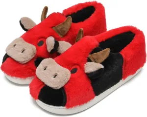 COVS Cute Cow Fluffy House Slippers - Kawaii Shoes for Women and Men, Indoor and Outdoor