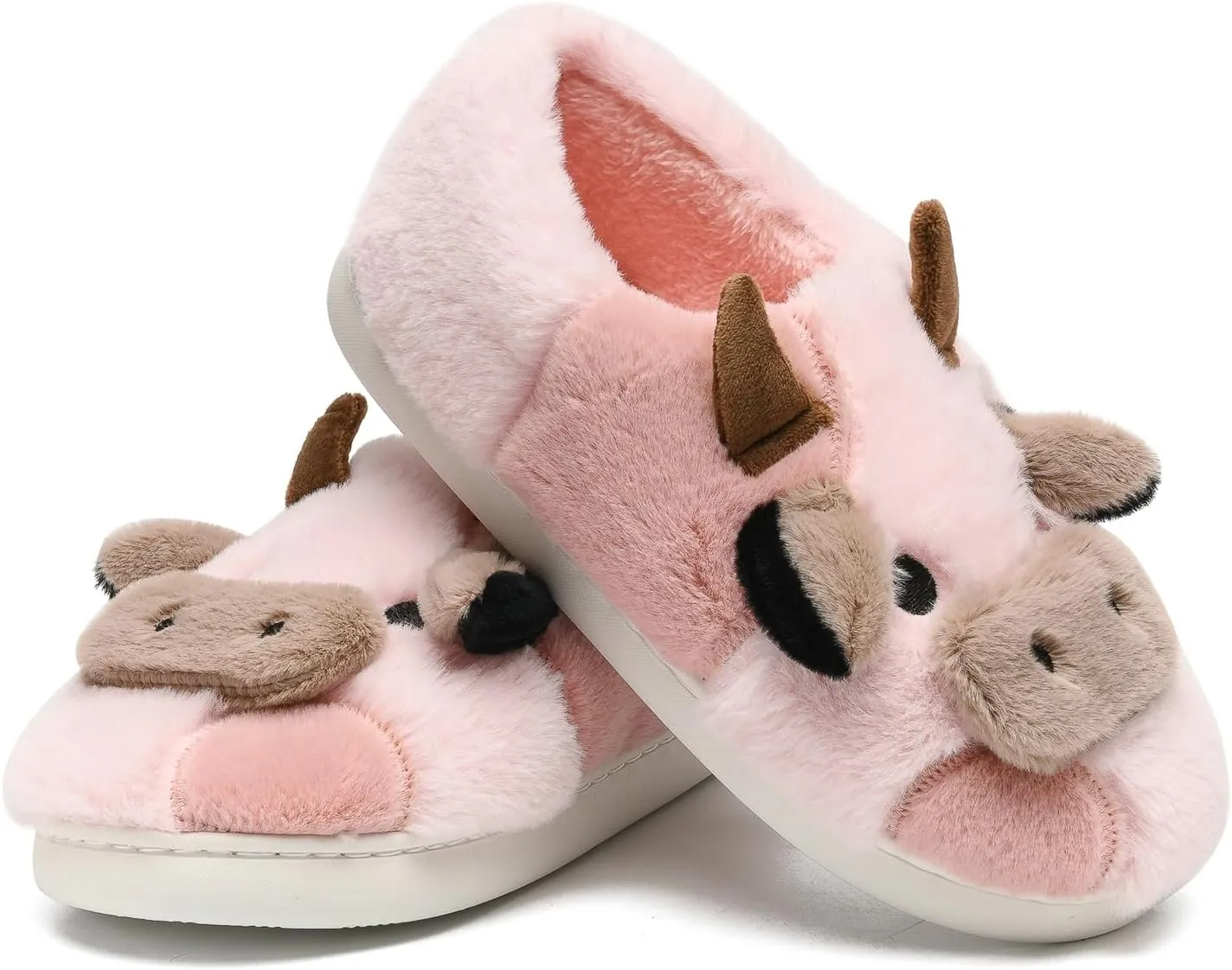 COVS Cute Cow Fluffy House Slippers - Kawaii Shoes for Women and Men, Indoor and Outdoor