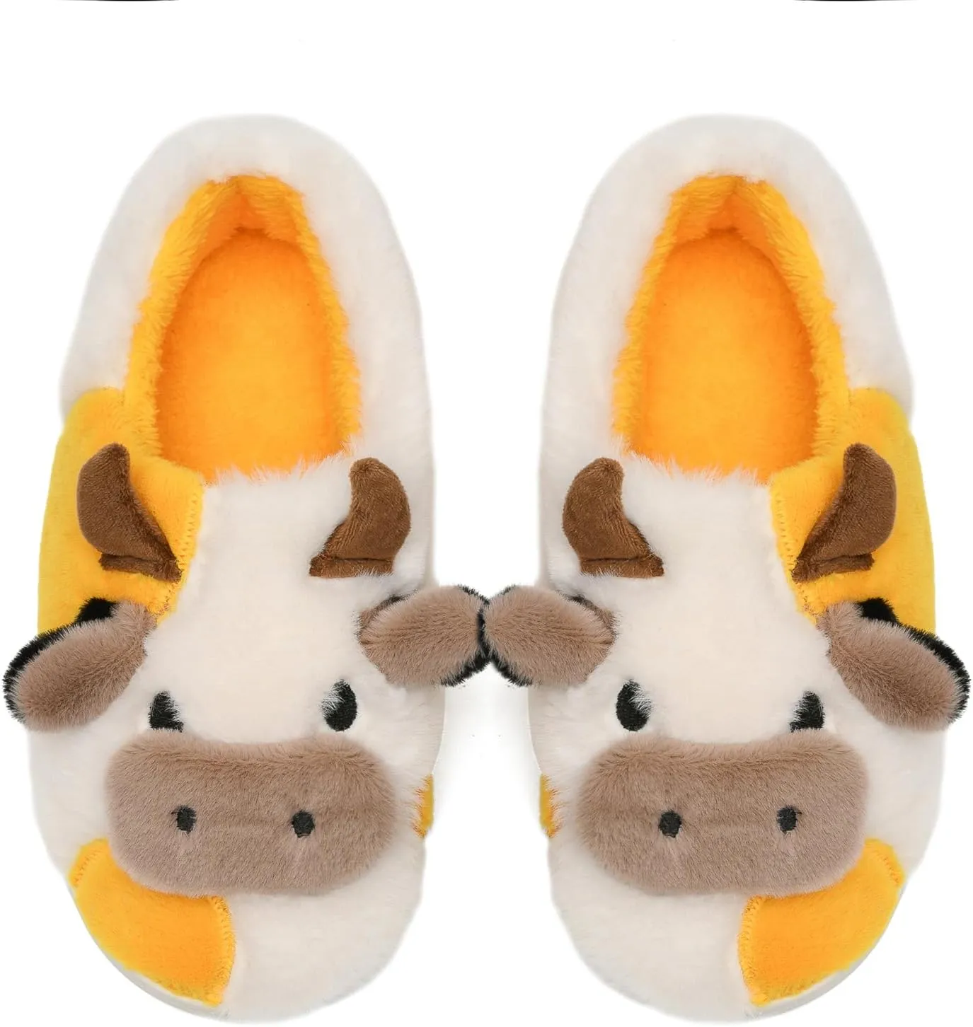 COVS Cute Cow Fluffy House Slippers - Kawaii Shoes for Women and Men, Indoor and Outdoor