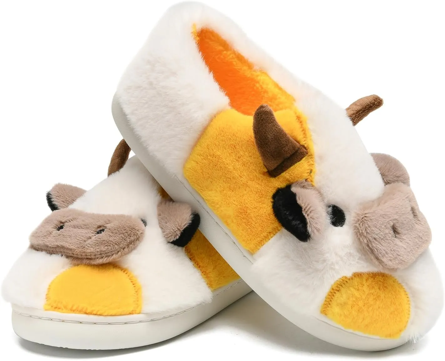 COVS Cute Cow Fluffy House Slippers - Kawaii Shoes for Women and Men, Indoor and Outdoor