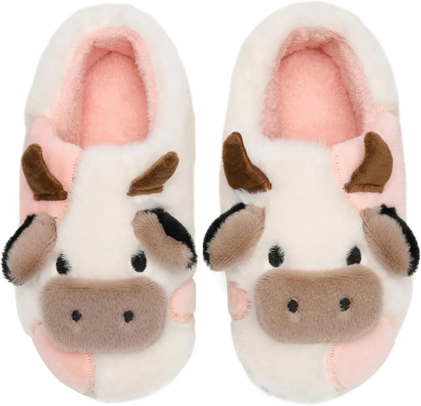 COVS Cute Cow Fluffy House Slippers - Kawaii Shoes for Women and Men, Indoor and Outdoor