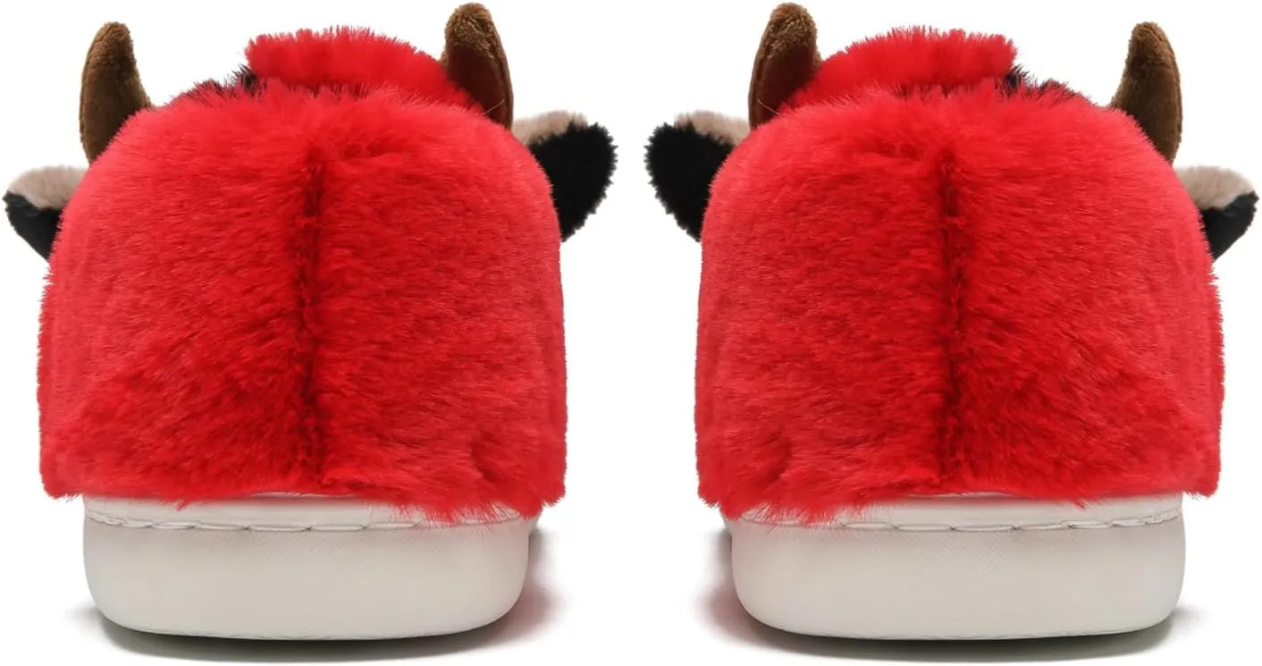 COVS Cute Cow Fluffy House Slippers - Kawaii Shoes for Women and Men, Indoor and Outdoor