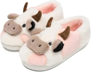 COVS Cute Cow Fluffy House Slippers - Kawaii Shoes for Women and Men, Indoor and Outdoor