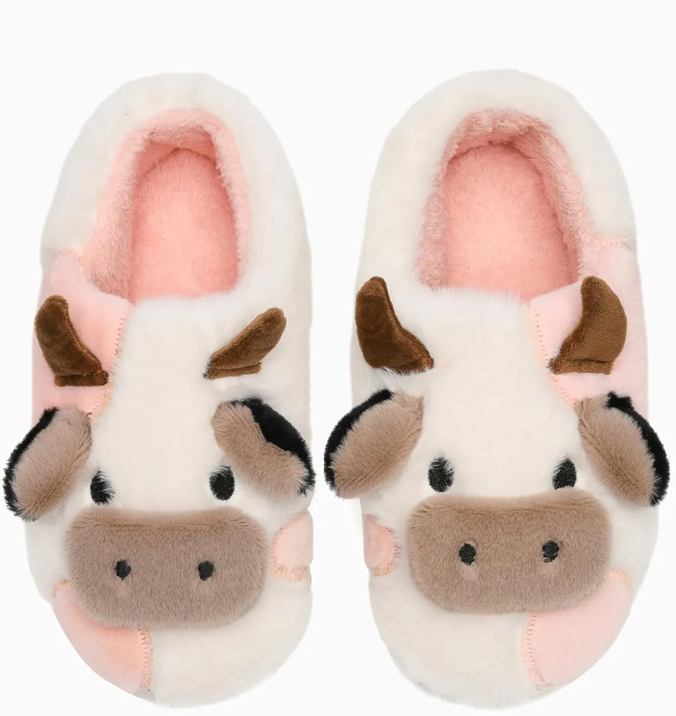 Cow Slippers for Women and Men, Fluffy Cute Cozy Cartoon Cow Cotton House Slipper Womens Milky Cows Animal Preppy Funny Furry Kawaii Bedroom Pillow Cloud Slippers for Women Indoor and Outdoor