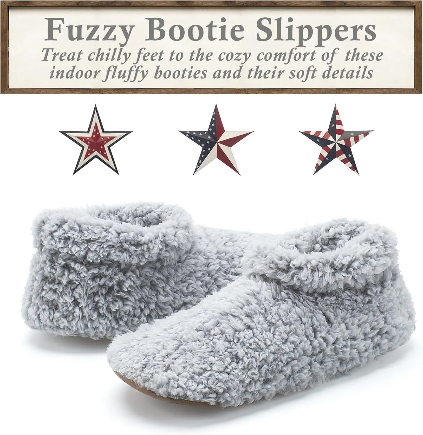Cozylook Fuzzy Slippers for Women Indoor, Warm Bedroom Slip On Shoes, Winter Fluffy House Socks with Grippers, Cozy Christmas Gifts Unique