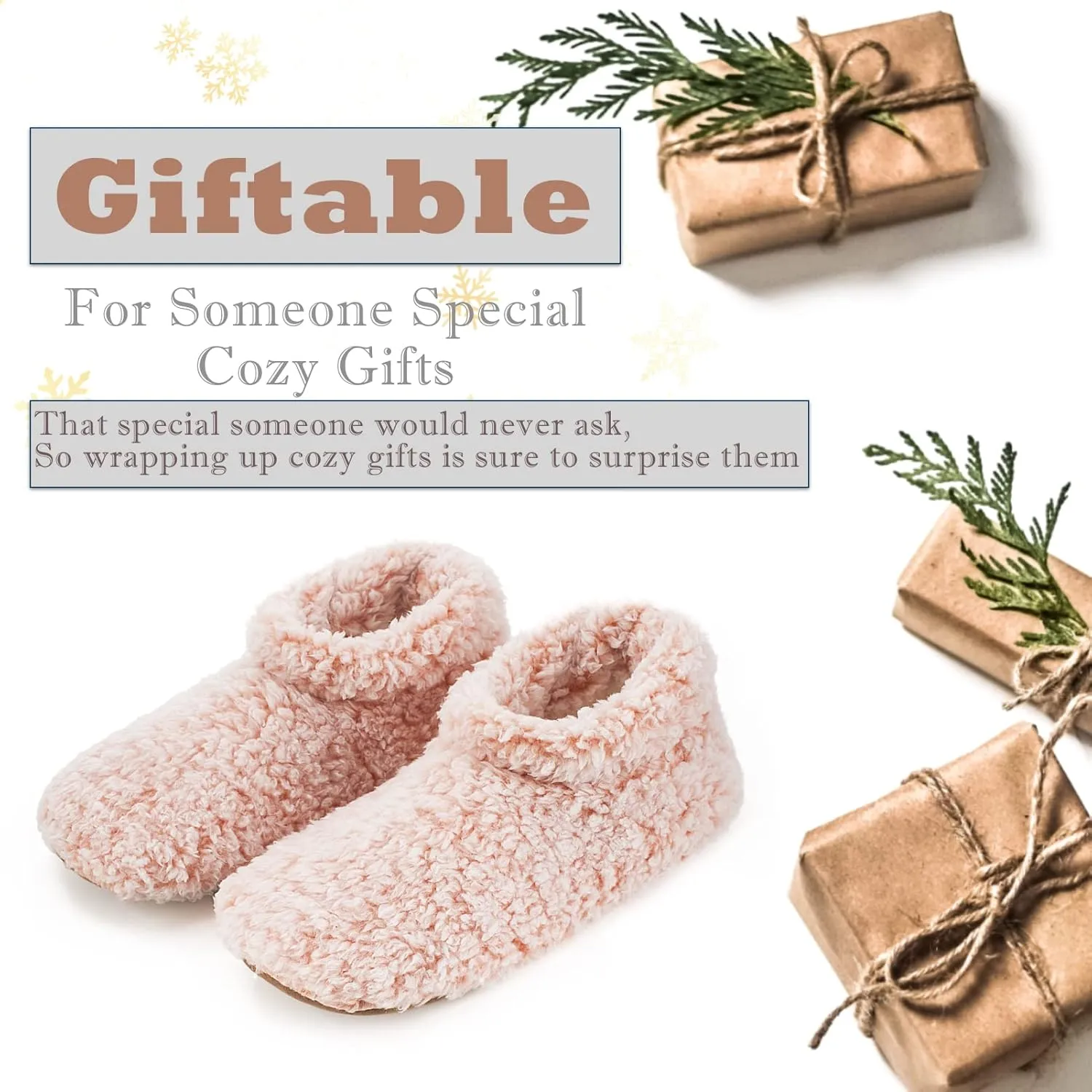 Cozylook Fuzzy Slippers for Women Indoor, Warm Bedroom Slip On Shoes, Winter Fluffy House Socks with Grippers, Cozy Christmas Gifts Unique