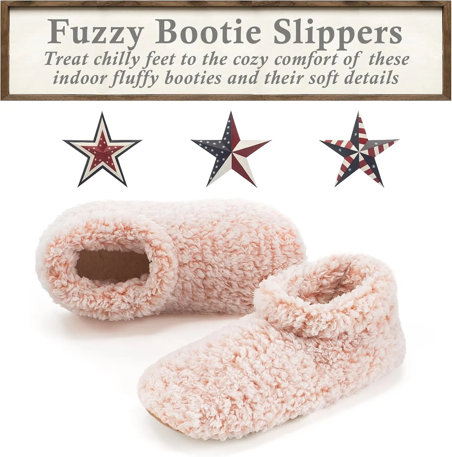 Cozylook Fuzzy Slippers for Women Indoor, Warm Bedroom Slip On Shoes, Winter Fluffy House Socks with Grippers, Cozy Christmas Gifts Unique
