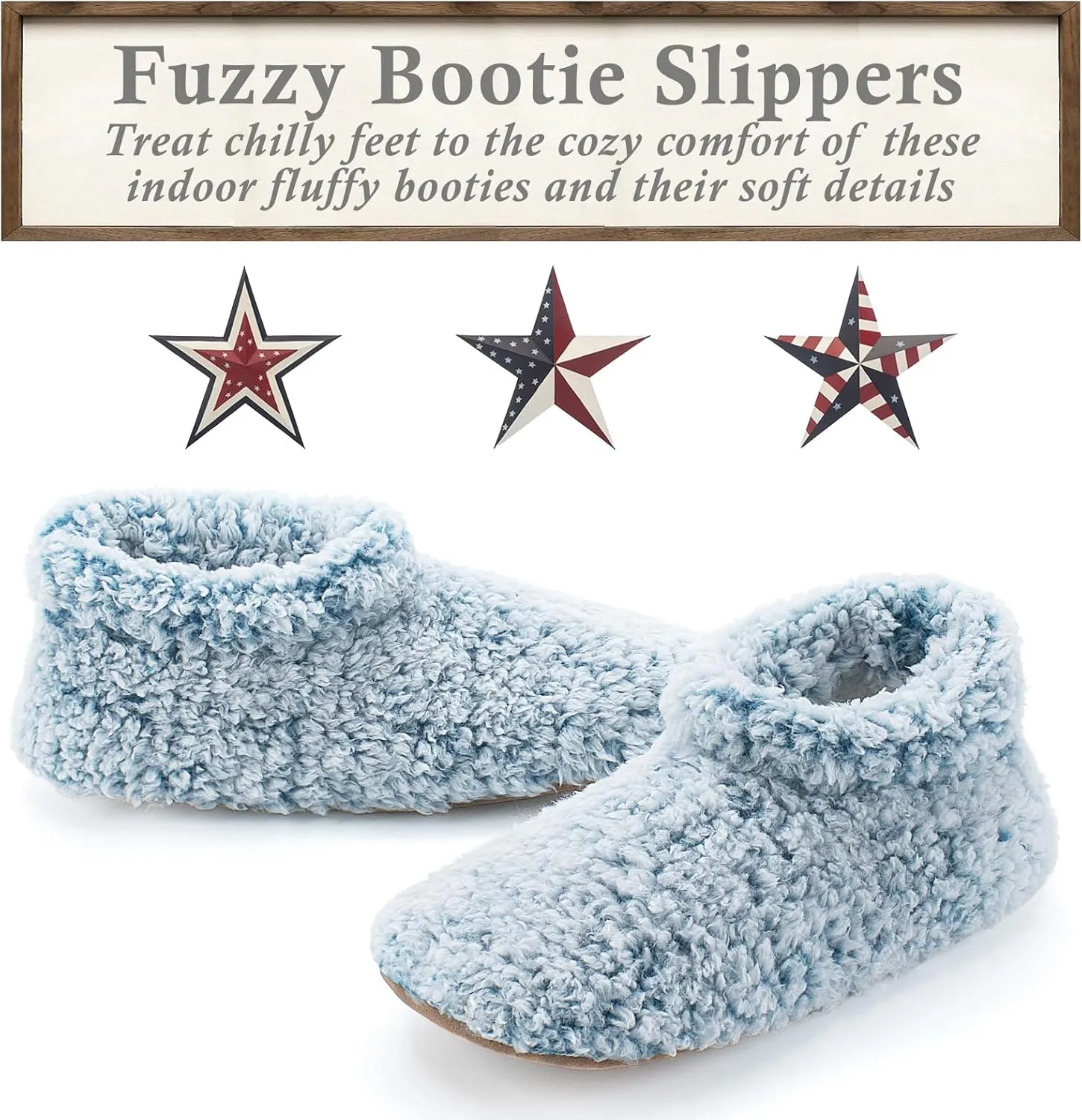 Cozylook Fuzzy Slippers for Women Indoor, Warm Bedroom Slip On Shoes, Winter Fluffy House Socks with Grippers, Cozy Christmas Gifts Unique
