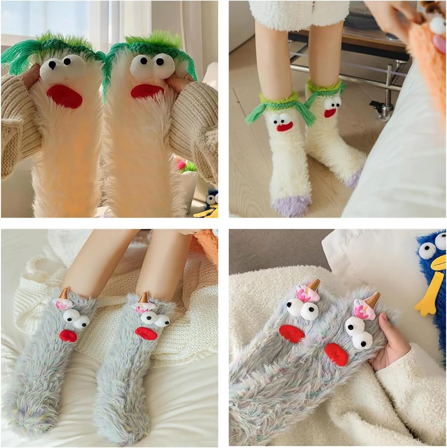 Crazy Funny Fuzzy Silly Socks for Kids Women,Girls Fluffy Slipper Novelty Fun Socks,Boy Men Cute Cozy Soft Animal Socks