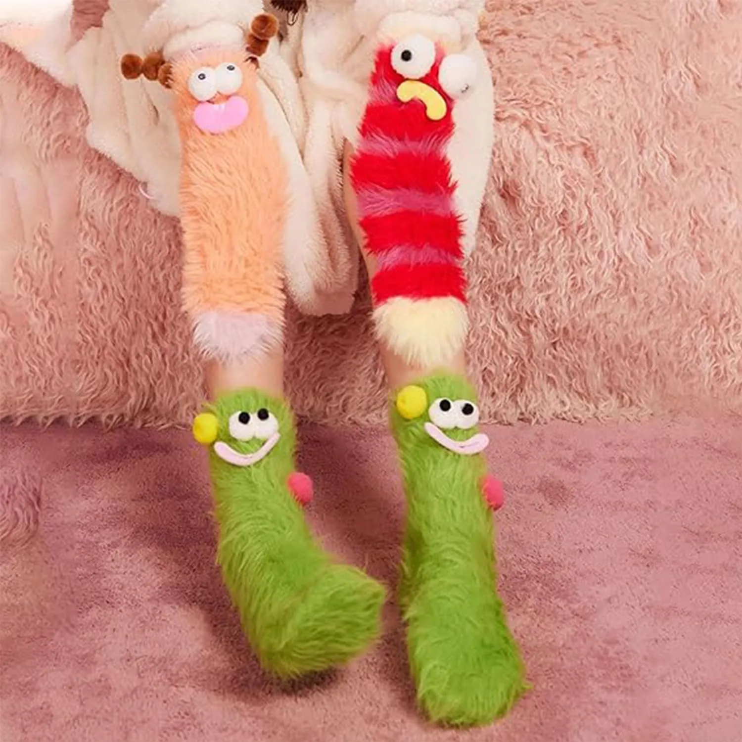 Crazy Funny Fuzzy Silly Socks for Kids Women,Girls Fluffy Slipper Novelty Fun Socks,Boy Men Cute Cozy Soft Animal Socks