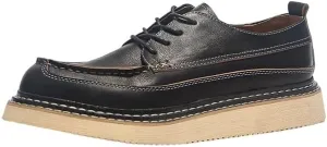 CSCDD Men's Casual Oxford Shoes Thick-Soled Nubuck Shoes Comfortable Breathable Sneakers with Stitching Soft Toe Rubber Sole for Men