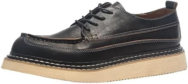 CSCDD Men's Casual Oxford Shoes Thick-Soled Nubuck Shoes Comfortable Breathable Sneakers with Stitching Soft Toe Rubber Sole for Men