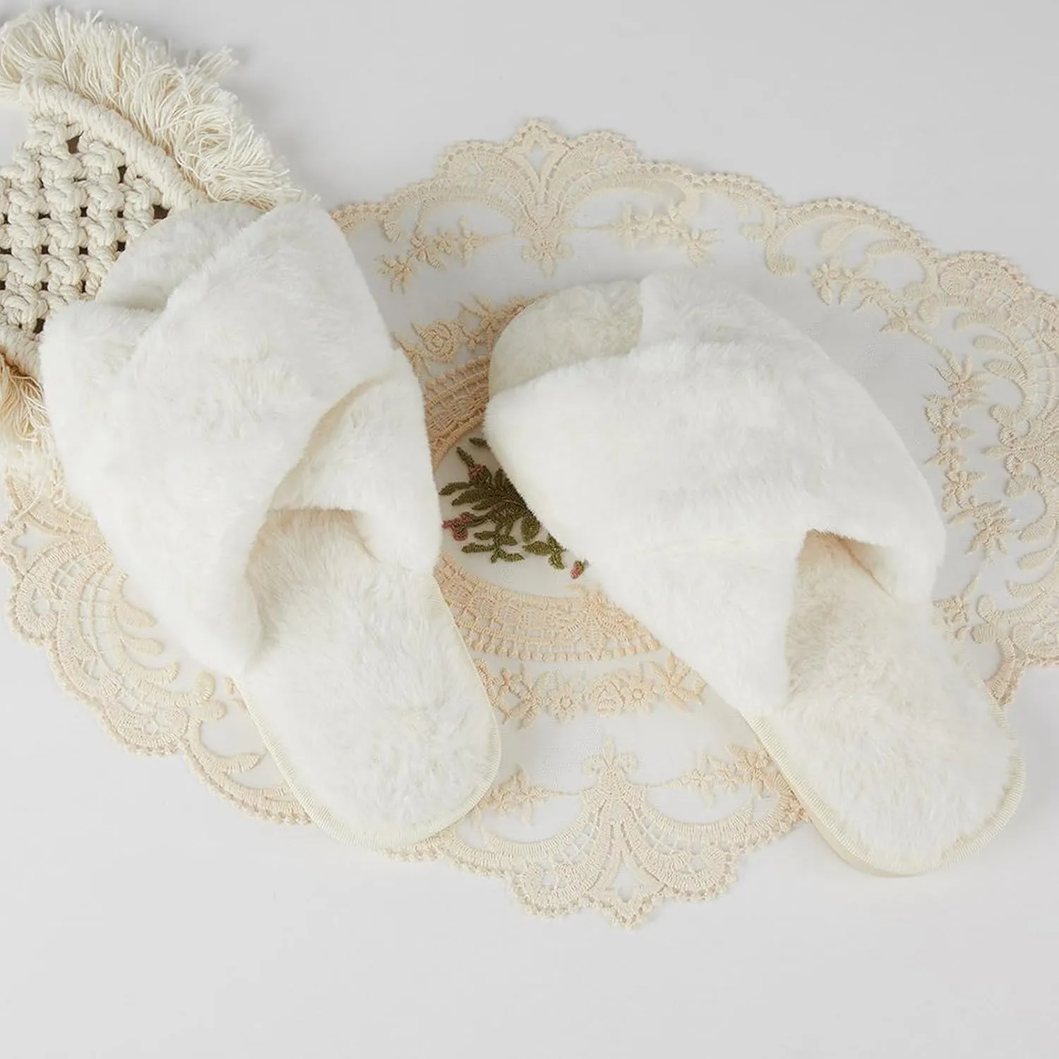 Custom Cute Fluffy Slippers for Women Add Your Photo Name Text, Personalized Bridesmaid Bridal Slippers - Custom Gift for Her