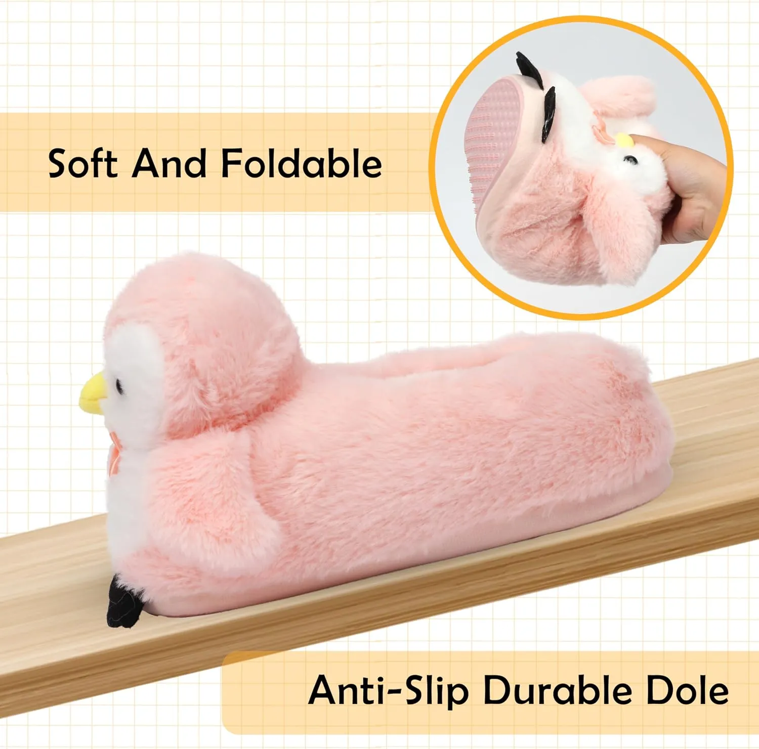 Cute Women Penguin Animal Slippers Fluffy Warm Plush House Shoes Novelty Soft Slippers Cartoon Gifts for Birthday Christmas