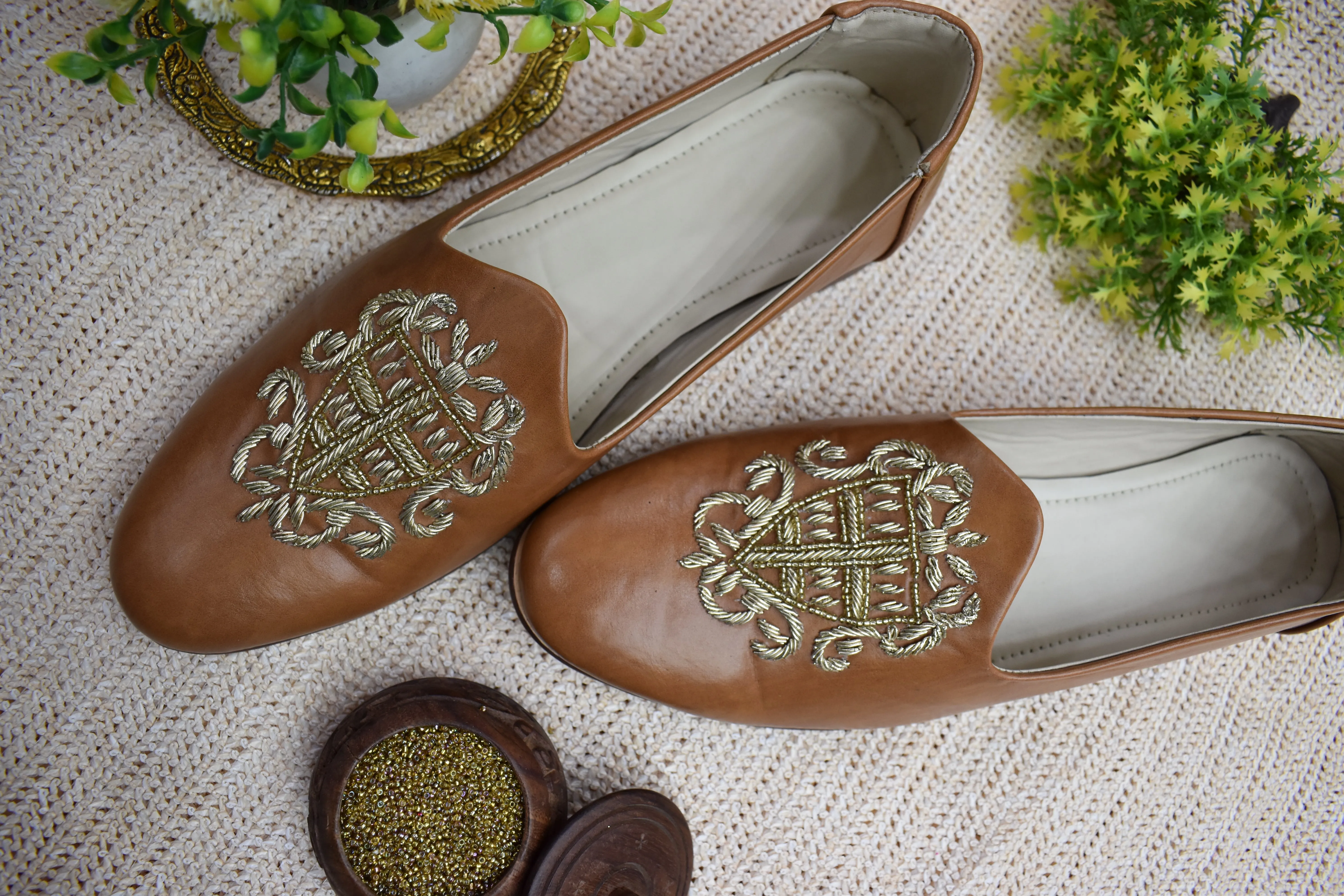 Dabka loafer shoes ( Tan Brown)