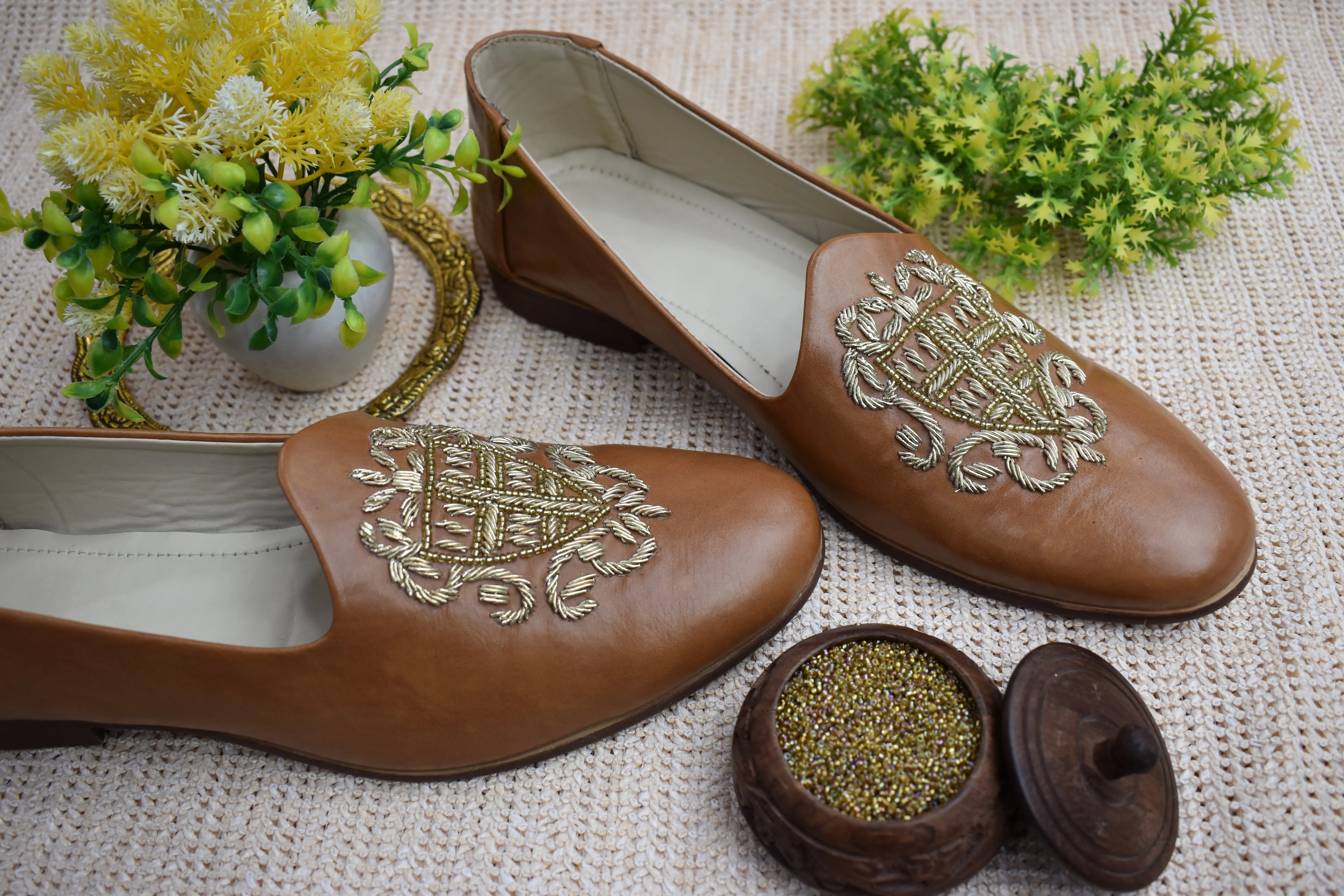 Dabka loafer shoes ( Tan Brown)