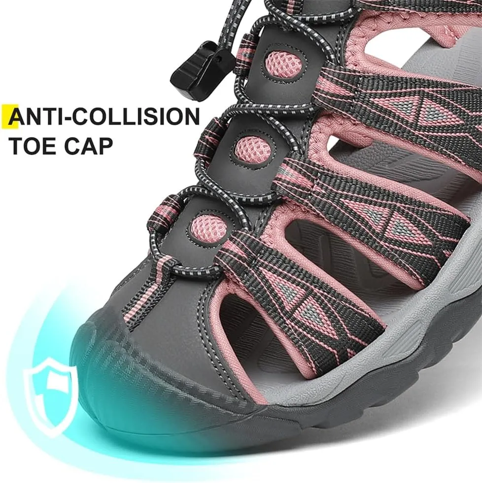 Dannto Women's Sport Hiking Sandals Closed Toe Outdoor Athletic Walking Sandal Lightweight Summer Water Shoes