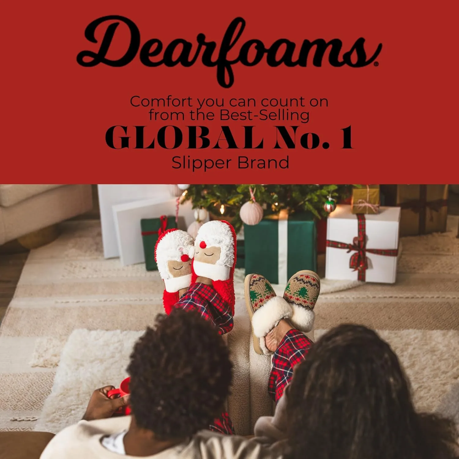 Dearfoams Unisex-Adult Matching Family Holiday Christmas Reindeer & Turkey Scuff Slipper