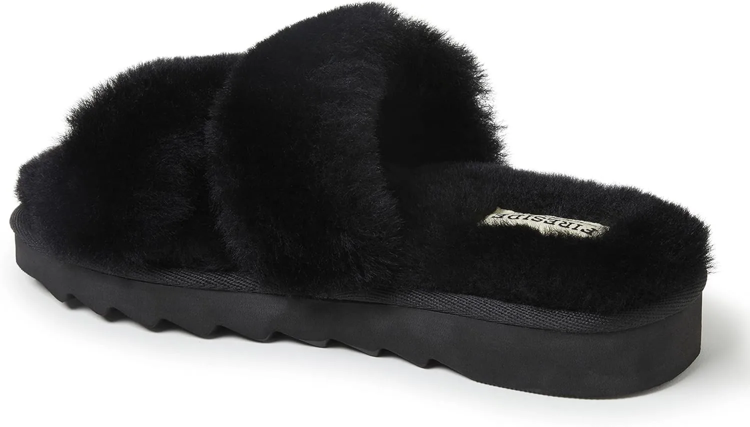 Dearfoams Women's Fireside Benalla All Over Shearling Double Band Easy On/Off Slide Slipper