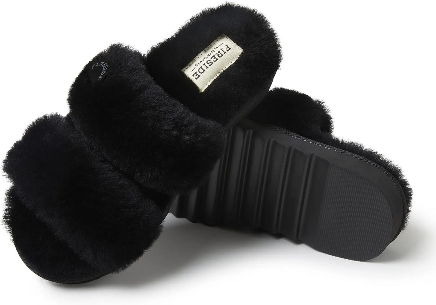 Dearfoams Women's Fireside Benalla All Over Shearling Double Band Easy On/Off Slide Slipper