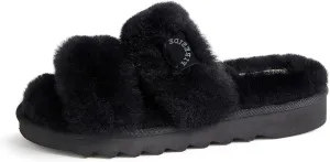 Dearfoams Women's Fireside Benalla All Over Shearling Double Band Easy On/Off Slide Slipper