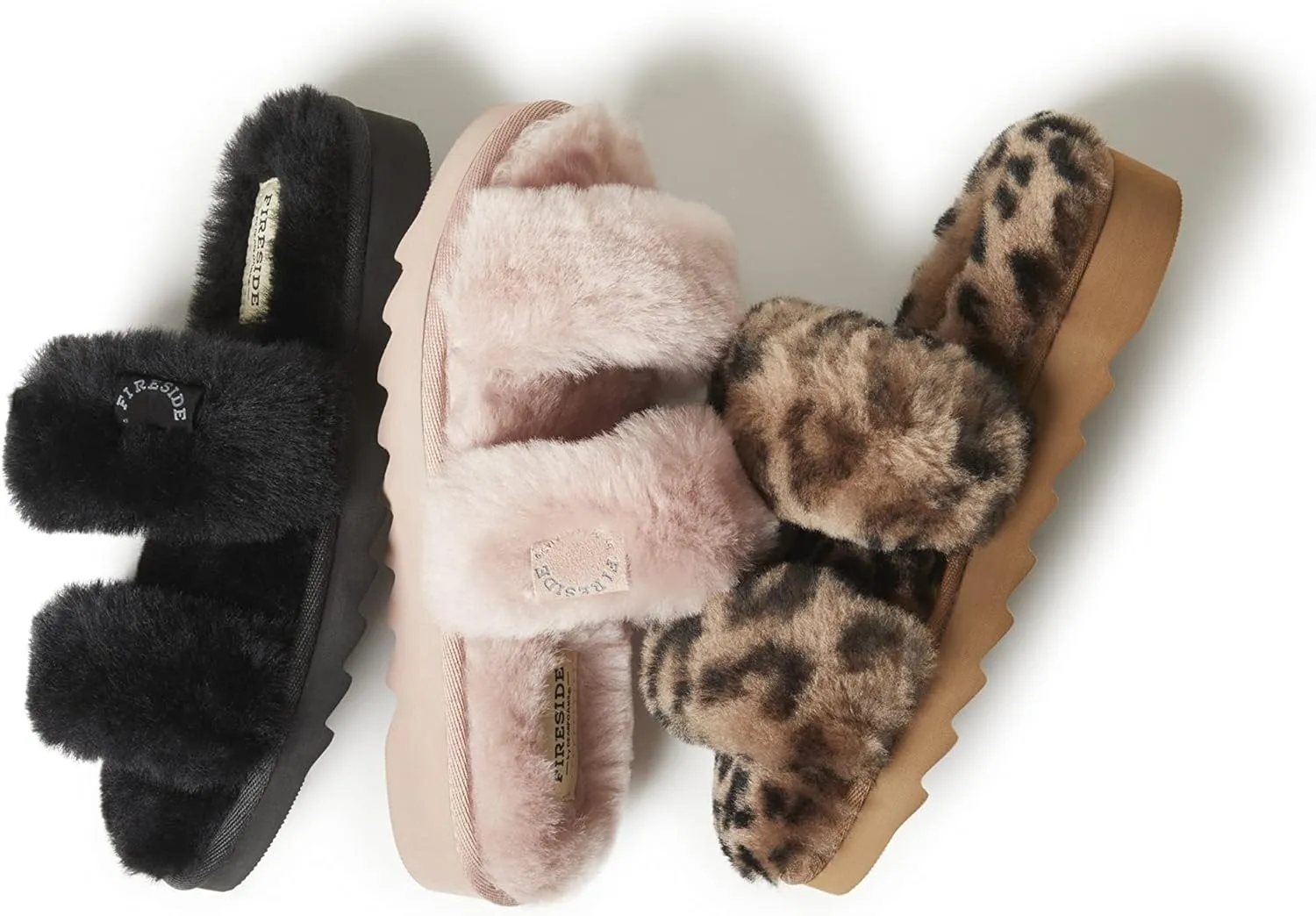 Dearfoams Women's Fireside Benalla All Over Shearling Double Band Easy On/Off Slide Slipper