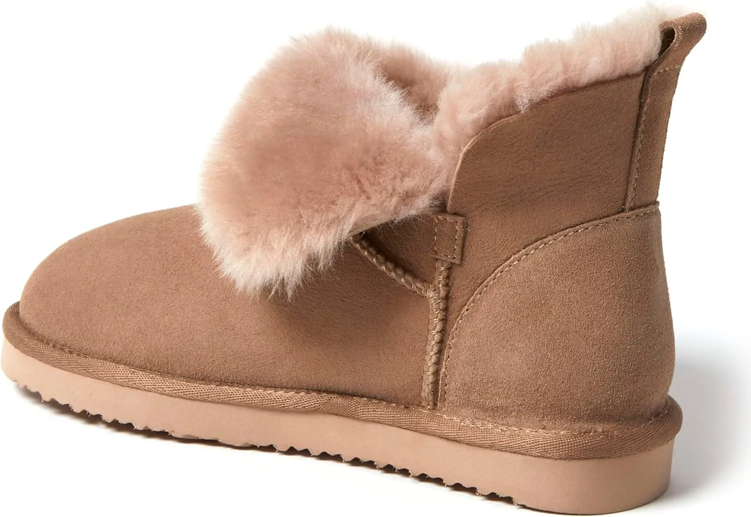 Dearfoams Women's Fireside Genuine Shearling Water Resistant Indoor/Outdoor Foldover Boot