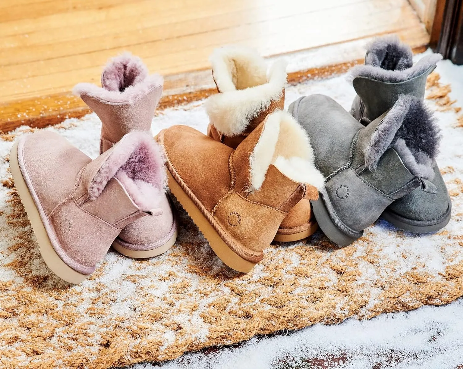 Dearfoams Women's Fireside Genuine Shearling Water Resistant Indoor/Outdoor Foldover Boot