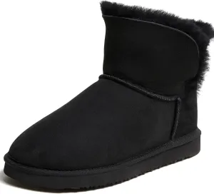 Dearfoams Women's Fireside Genuine Shearling Water Resistant Indoor/Outdoor Foldover Boot