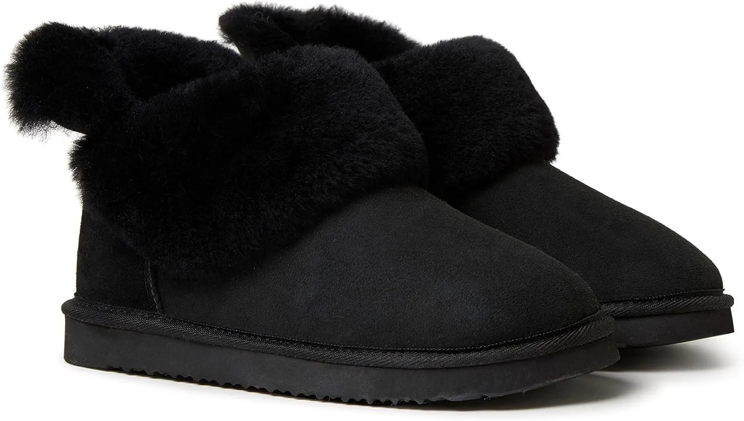 Dearfoams Women's Fireside Genuine Shearling Water Resistant Indoor/Outdoor Foldover Boot