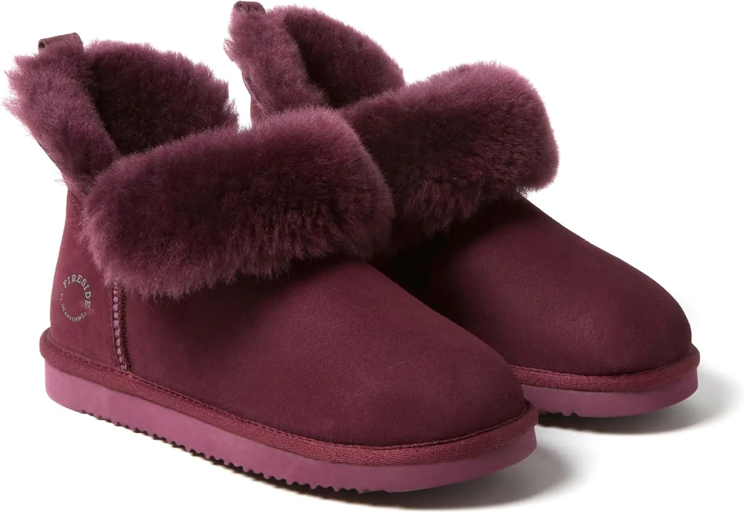 Dearfoams Women's Fireside Genuine Shearling Water Resistant Indoor/Outdoor Foldover Boot